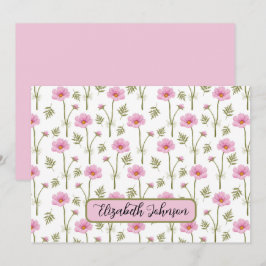 Personalized Cosmos Floral Botanical Note Card Notitiekaartje