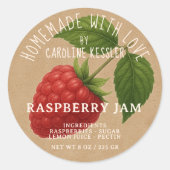 Personalized Country Farm Raspberry Jam Canning Ronde Sticker (Voorkant)
