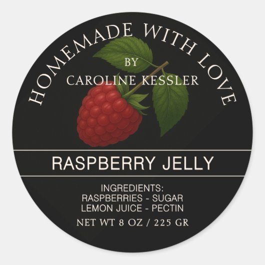 Personalized Country Farm Raspberry Jam Canning Ronde Sticker (Voorkant)