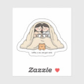 Personalized Couple & Cat Lovers Cozy Collection  Sticker (Vel)
