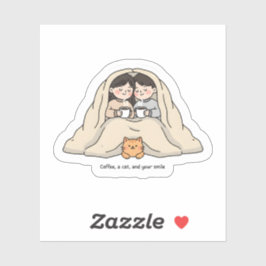 Personalized Couple & Cat Lovers Cozy Collection  Sticker