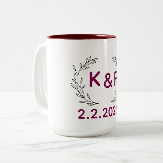 Personalized Couple Initials Mug with Special Date (Devant gauche)
