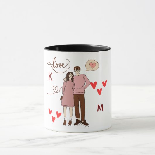 Personalized Couple Initials Mug with Special Date (Centre)