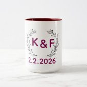 Personalized Couple Initials Mug with Special Date Tweekleurige Koffiemok (Center)