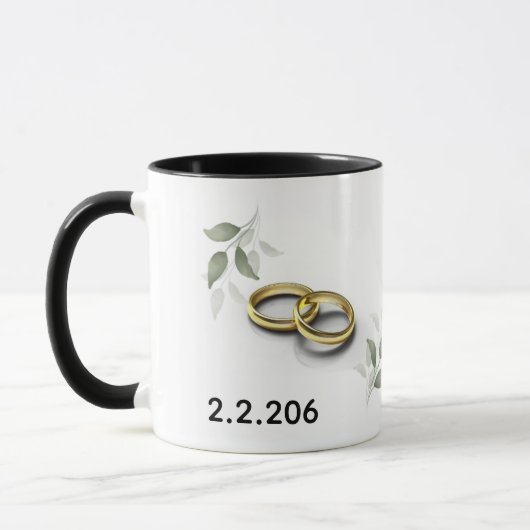Personalized Couple Initials Mug with Wedding Date Mok (Links)