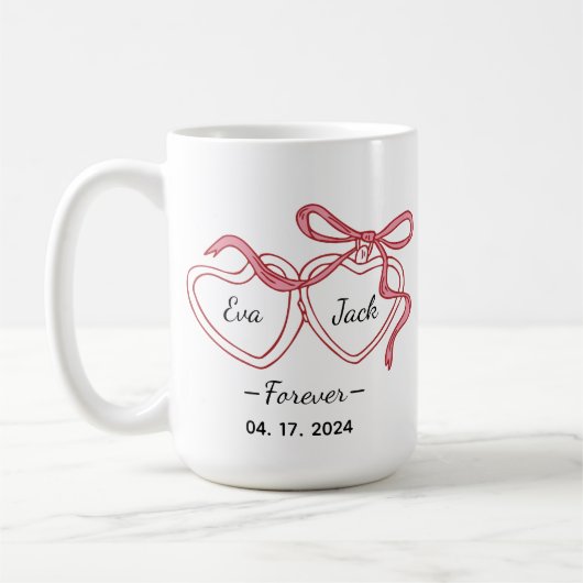 Personalized Couple Line Art Mug with Names & Date (Gauche)