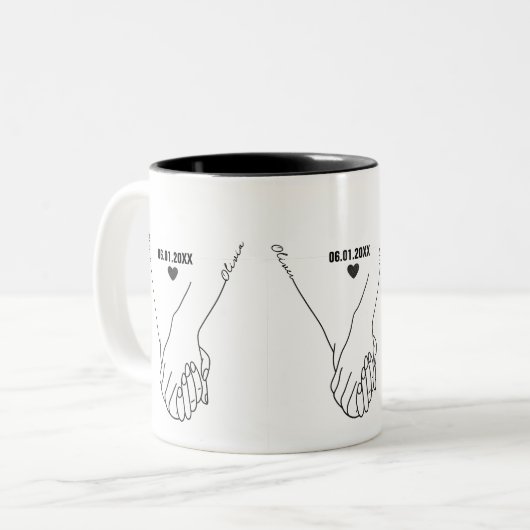 Personalized Couple Mug with Names & Date (Devant gauche)