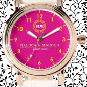 Personalized couple names minimal monogram pink horloge