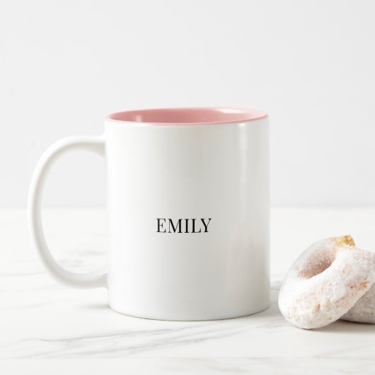 Personalized Couple Two-Tone Mug – Custom Name Val (Avec donut)