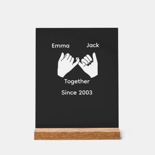 Personalized couple with custom names and year acryl bord (Voorkant)