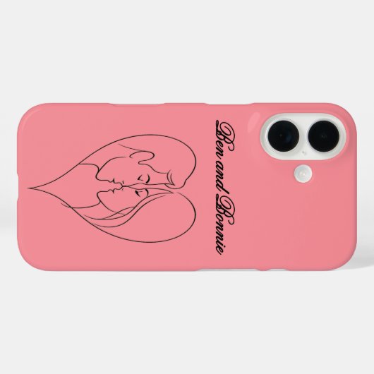 Personalized Couple's Heart Silhouette iPhone Case (Achterkant (horizontaal))