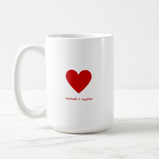 Personalized Couples Modern Red Heart Koffiemok (Links)