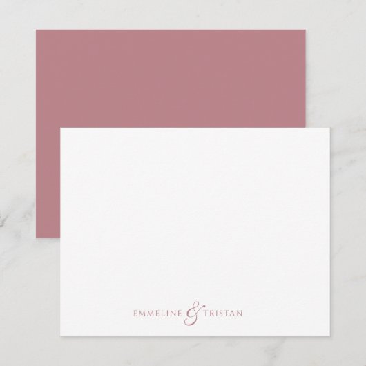 Personalized Couples Stationery Dusty Rose Notitiekaartje (Voorkant / Achterkant)