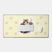 Personalized Cozy Calico Cat Large Desk Mat (Clavier et souris)