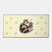 Personalized Cozy Calico Cat Large Desk Mat (Recto)