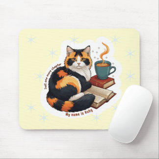Personalized Cozy Calico Cat Reading Mousepad Muismat