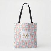 Personalized Cozy Cat & Book Tote Bag Girly Pink (Devant)