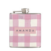 Personalized Cozy Pink Checkered Design Heupfles (Voorkant)