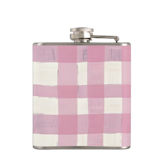 Personalized Cozy Pink Checkered Design Heupfles (Achterkant)