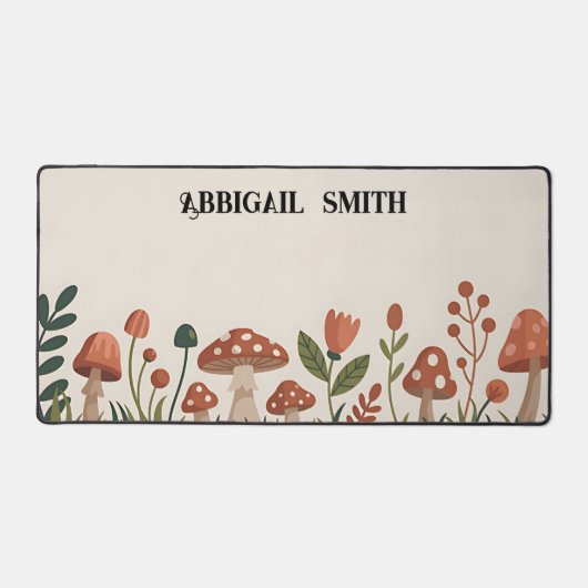 Personalized Cozy Woodland Mushrooms Bureaumat (Voorkant)