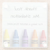 Personalized Crayon Teacher Drink Coaster Glazen Onderzetter (Achterkant)