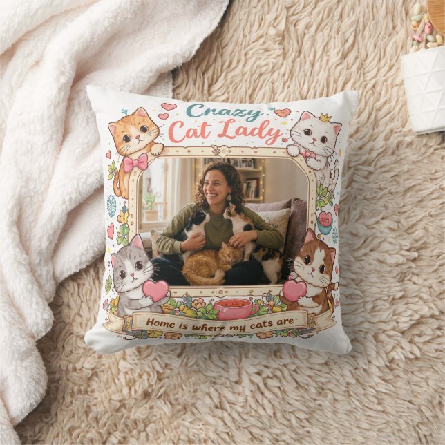 Personalized Crazy Cat Lady Photo Pillow  Kussen (Deken)