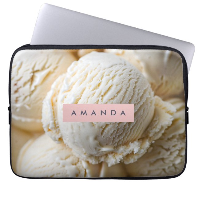 Personalized Creamy Vanilla Ice Cream  Laptop Sleeve (Voorkant)