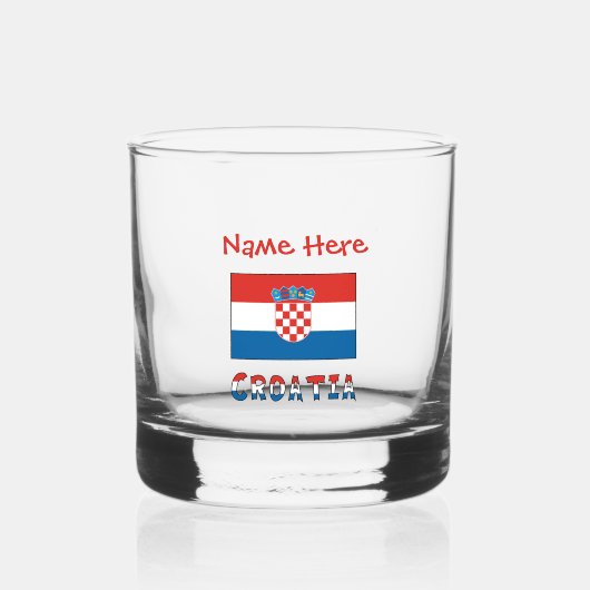 Personalized Croatia Flag  Whisky Glas (Voorkant)