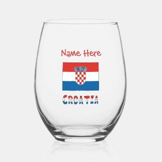 Personalized Croatia Flag  Wijnglas Zonder Voet
