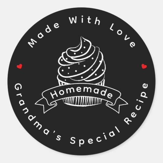 Personalized Cupcake Homemade Made With Love Ronde Sticker (Voorkant)