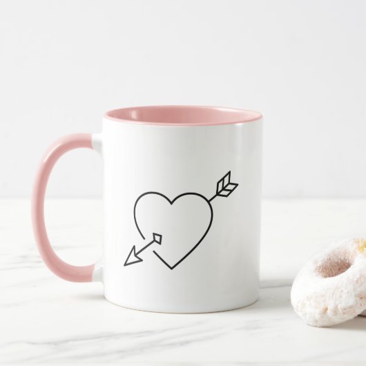 Personalized Cupid Struck Heart Arrow Coffee Mug (Avec donut)