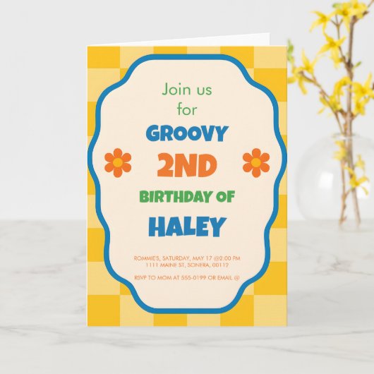 Personalized Custom Birthday Invitation for Kids  (Fleur jaune)