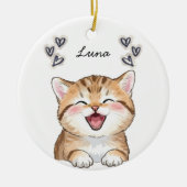 Personalized Custom Cat Photo Name Keepsake Keramisch Ornament (Voorkant)