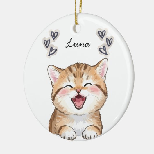 Personalized Custom Cat Photo Name Keepsake Keramisch Ornament (Links)
