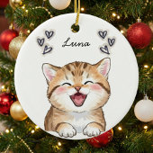 Personalized Custom Cat Photo Name Keepsake Keramisch Ornament