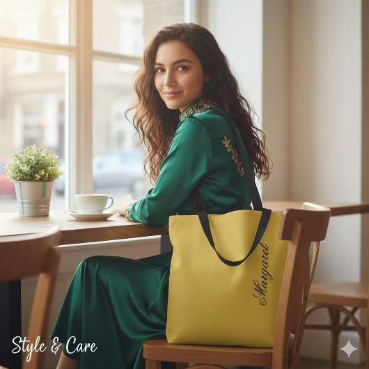 Personalized Custom Name Designer Metallic Gold Draagtas