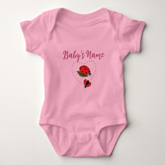 Personalized/Custom Name Ladybug Pink Baby  Romper (Voorkant)