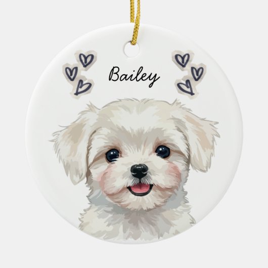 Personalized Custom Pet Photo Name Keepsake Keramisch Ornament (Voorkant)