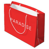 Personalized Custom Text Neon Red Large Gift Bag Groot Cadeauzakje (Achterkant Gekanteld)