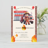 Personalized Cute 3D Fire Fighter Boy Birthday  Kaart (Staand voorkant)