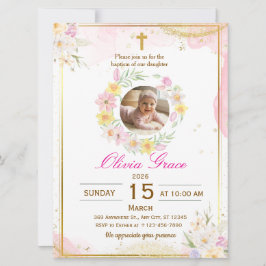 Personalized Cute Baby Girl Baptism Kaart