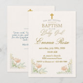Personalized Cute Baby Girl Baptism  Kaart (Voorkant / Achterkant)