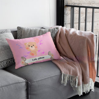 Personalized Cute Bear & Balloon Accent Pillow | C Accent Kussen