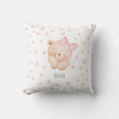 Personalized Cute Bear with pink Hearts  Kussen (Voorkant)