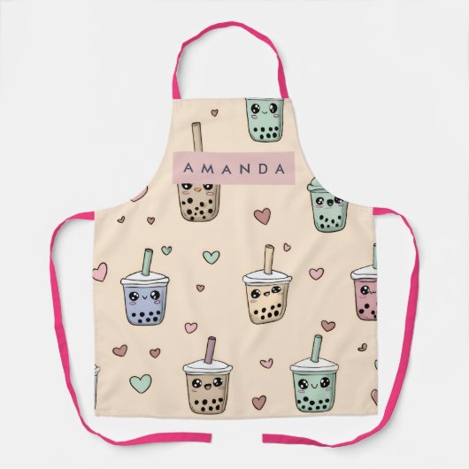 Personalized Cute Boba Tea Pattern Schort (Voorkant)