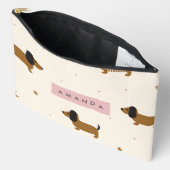 Personalized Cute Brown Dachshund Puppy Etui (Open)