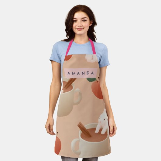 Personalized Cute Bunny with Apple Cider Pattern Schort (Gedragen)