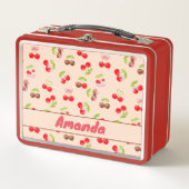 Personalized Cute Cherry Dessert Pattern Name  (Voorkant)