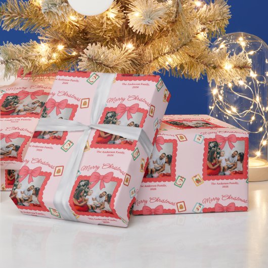 Personalized Cute Christmas Photo Collage  Cadeaupapier (Feestdagen)