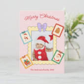 Personalized Cute Christmas Photo Collage  Feestdagenkaart (Staand voorkant)